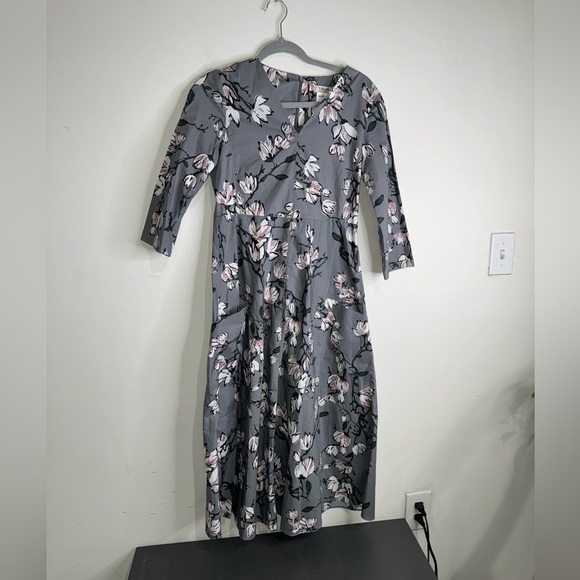 Max Mara Women's Grey Lacca Floral Printed Cotton A Line Dress - Picture 5 of 11